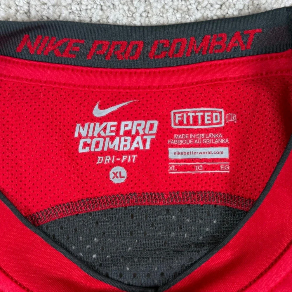 Nike Pro Combat Dri-Fit Mens XL Red Swingman Long Sleeve Compression Shirt